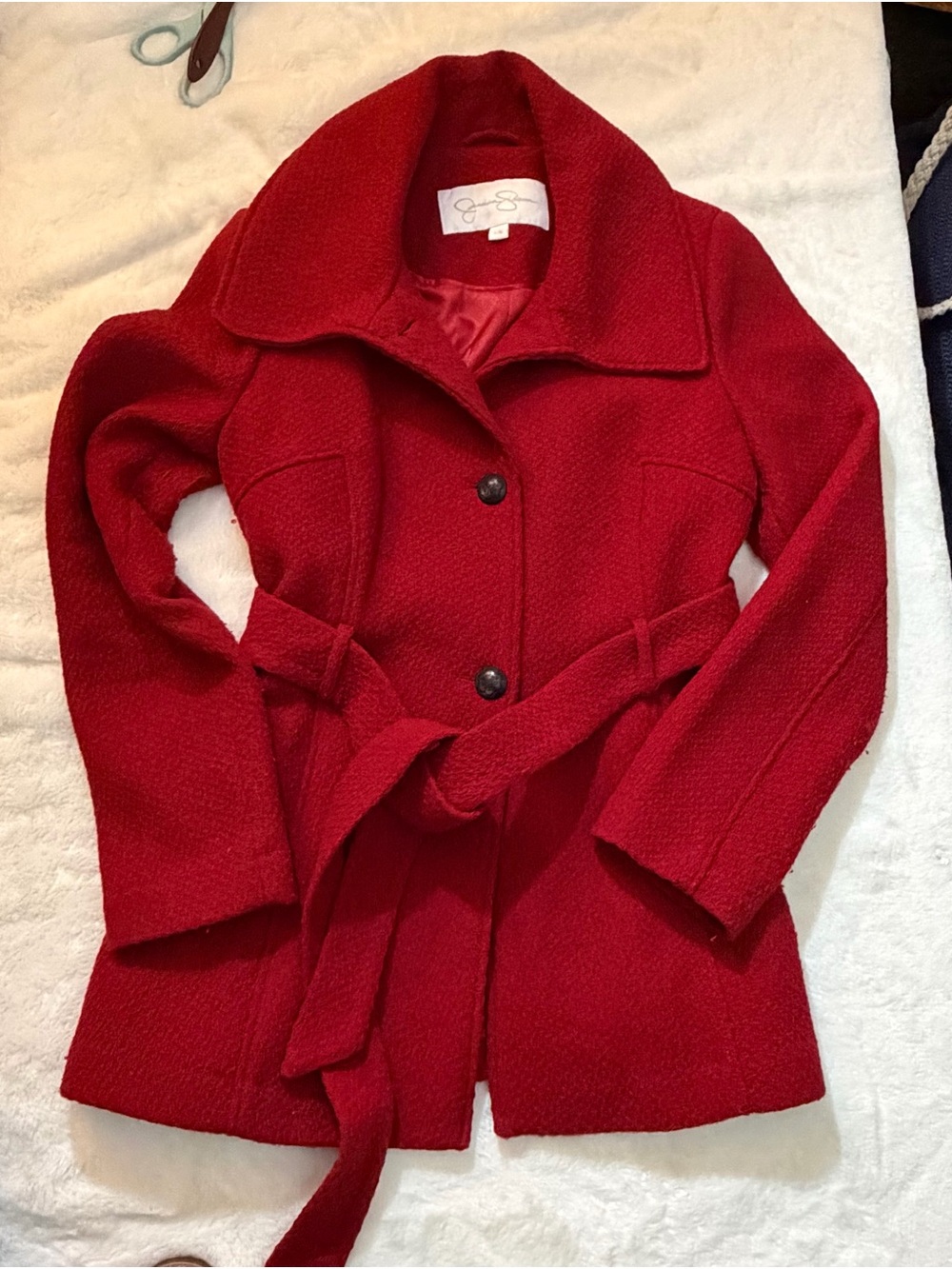 Jessica Simpson Red Belted Trench Coat